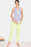 Zivame My Besties Knit Cotton Pyjama Set - Shadow Lime — thumbnail 4
